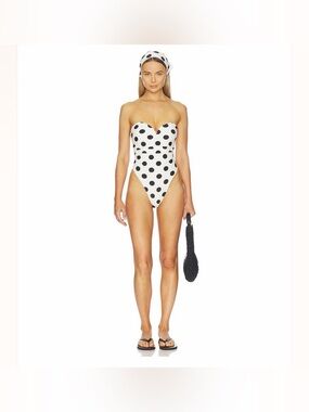 LPA Cream One-Piece Swimsuit with Black Polka Dots